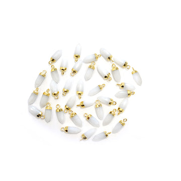 White Agate Bullet Pendant Set in Gold Finish