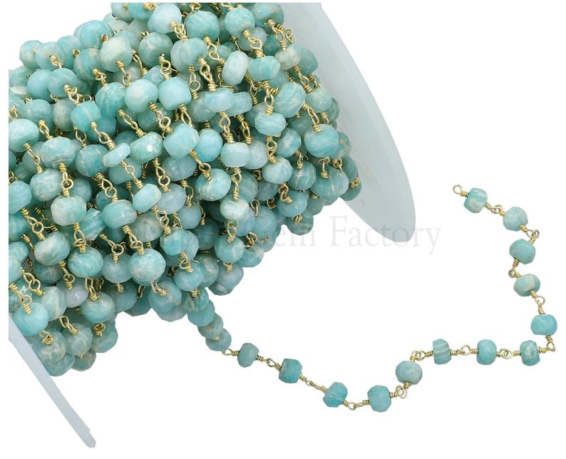 Wholesale Amazonite Rondelle Gemstone Chain