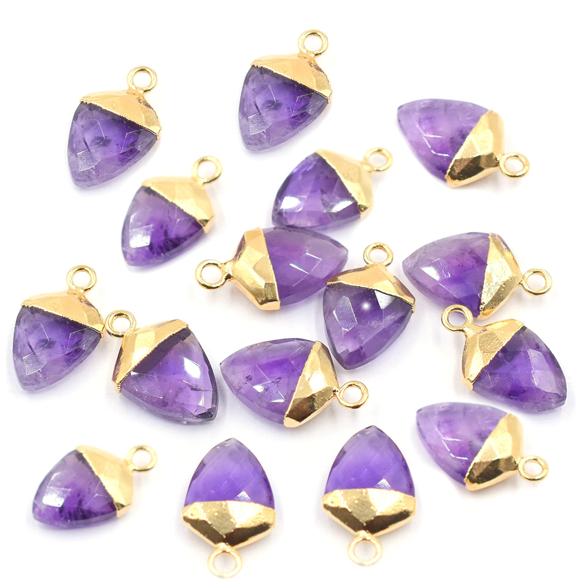 Wholesale Amethyst Pendant – Gold Electroplated Shield Design