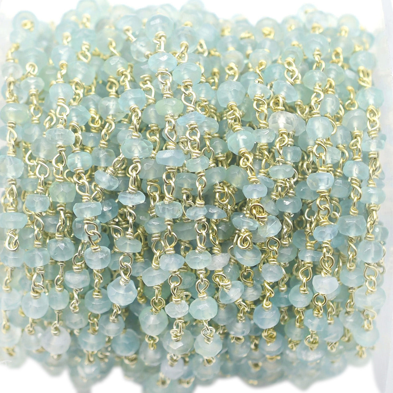 Wholesale Aqua Chalcedony Rondelle Beads Chain