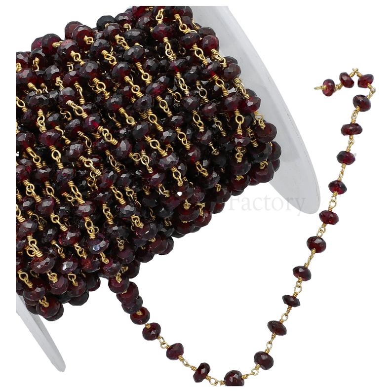 Wholesale Garnet Rondelle Gemstone Chain