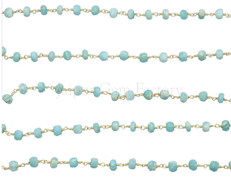 Wire Wrapped Rondelle Gemstone Chain