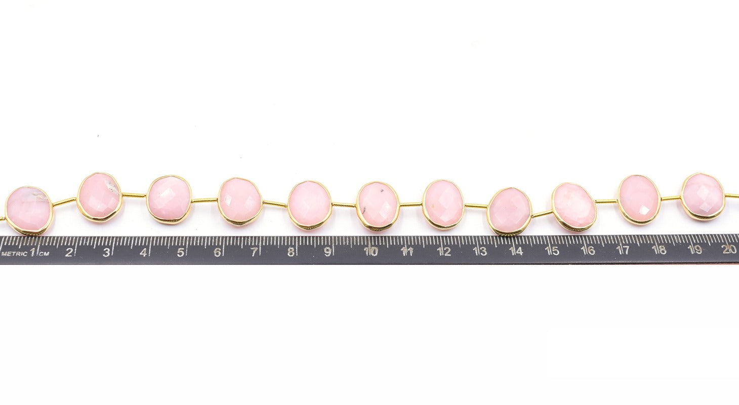 Pink Opal strand in silver bezel coin drilled