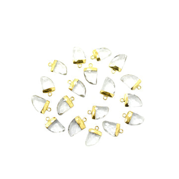 crystal quartz stone pendant in gold finish