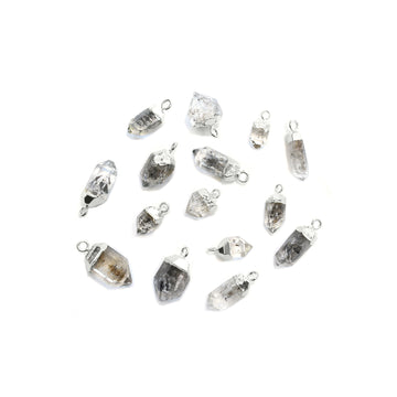 diamond quartz rough silver pendant