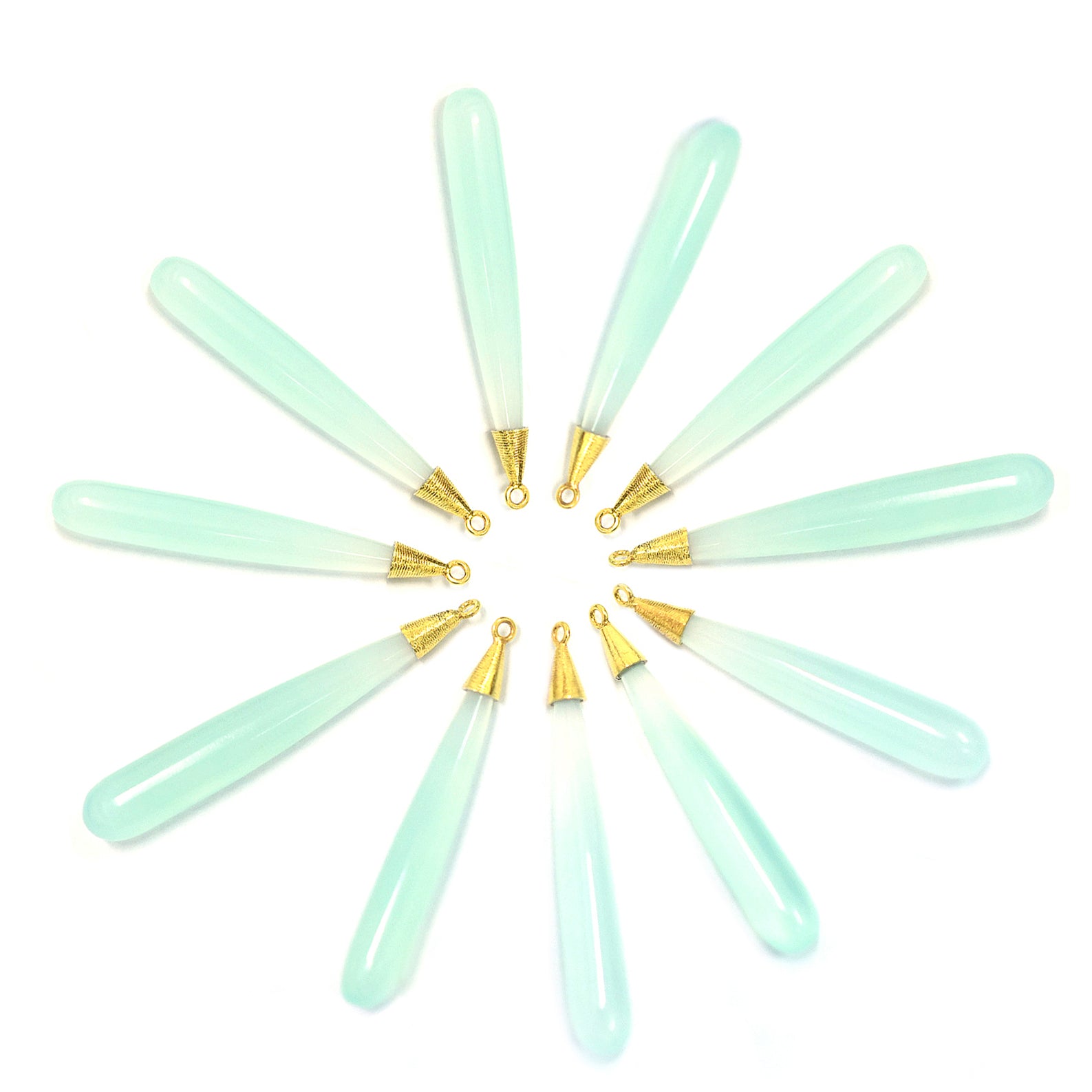 elongated chalcedony pendant gold plated
