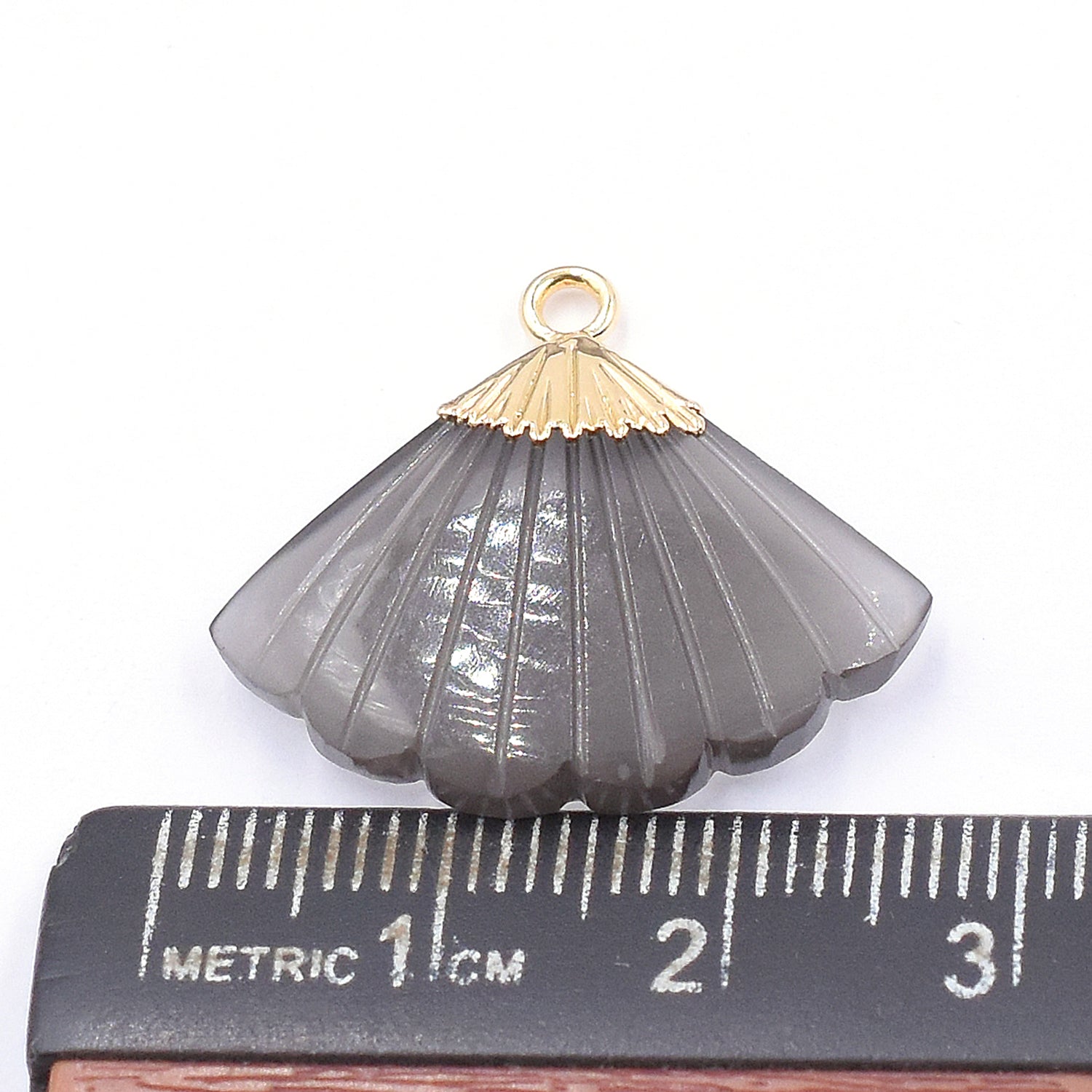 feather shape moonstone charm