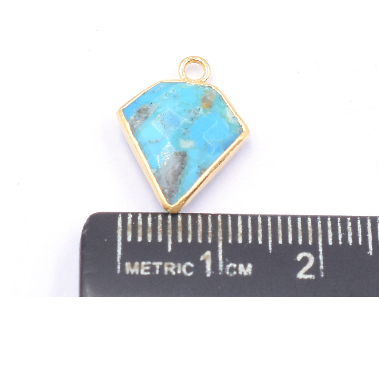 gold electroplated kingman turquoise charm