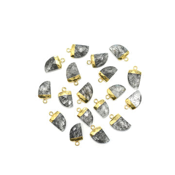 gold finish rutilated quartz gemstone for jewelry making