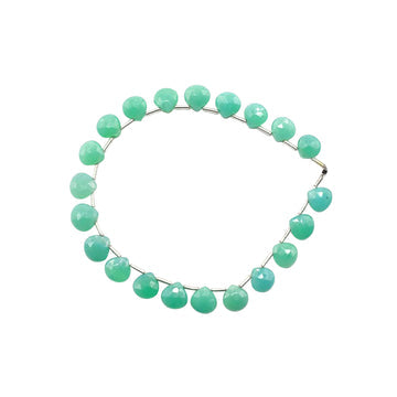 6.5 To 7 MM Chrysoprase Chalcedony Faceted Heart Shape Beads Strand