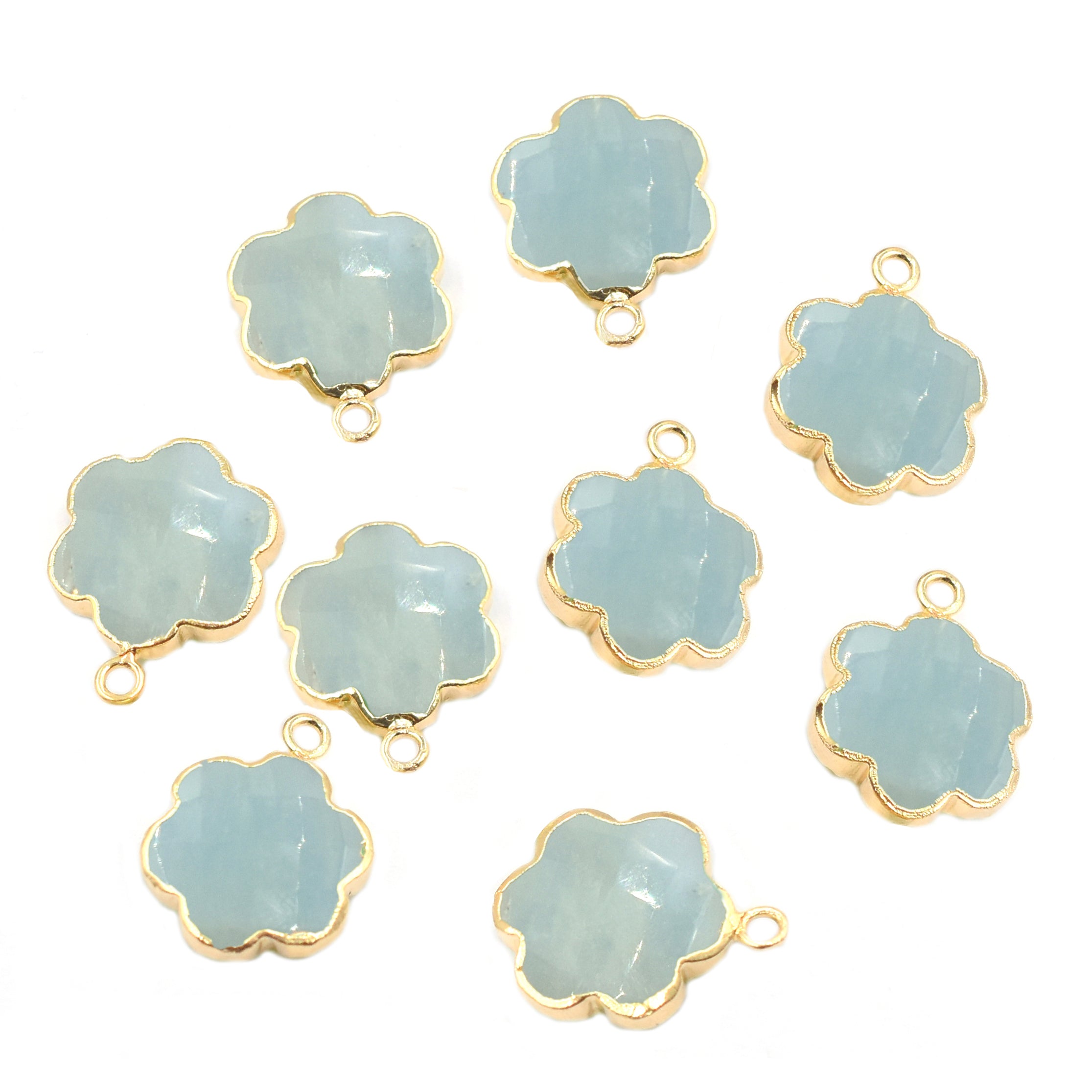 natural aquamarine gemstone clover pendant
