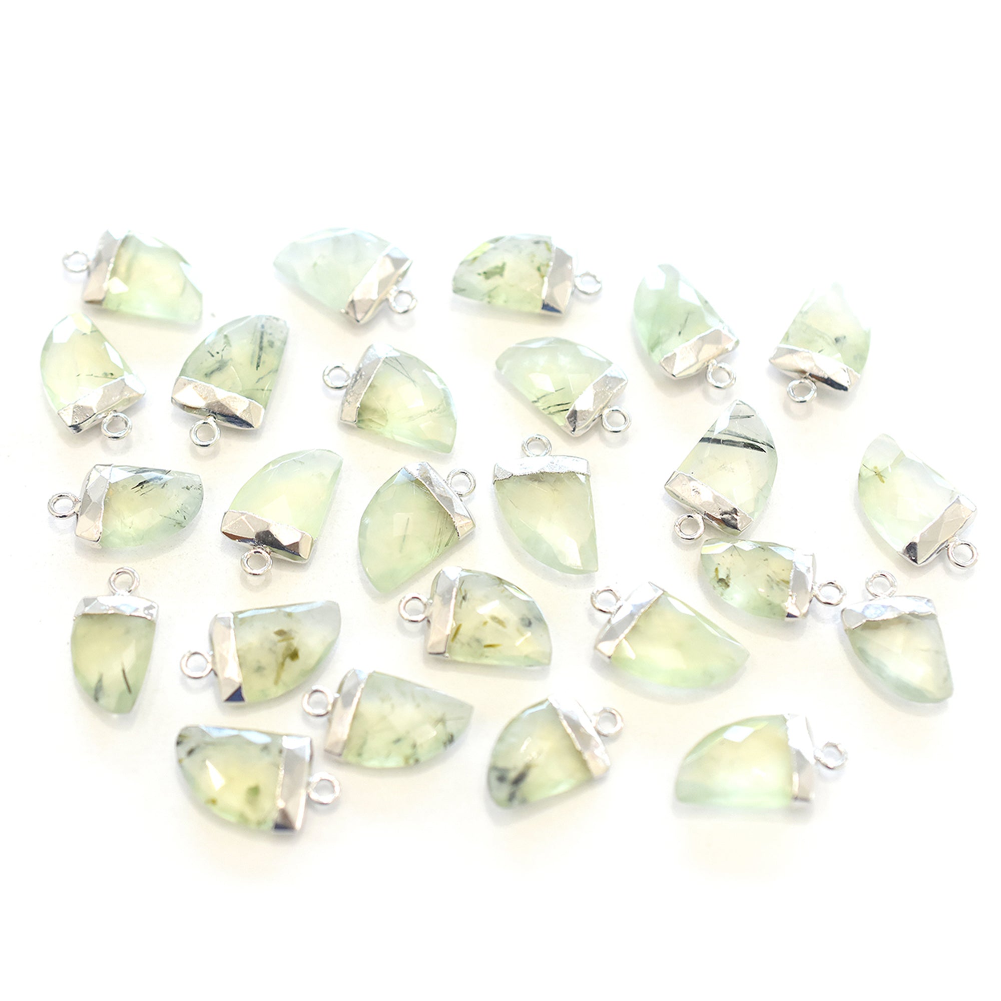 natural prehnite gemstone horn pendant for jewelry making