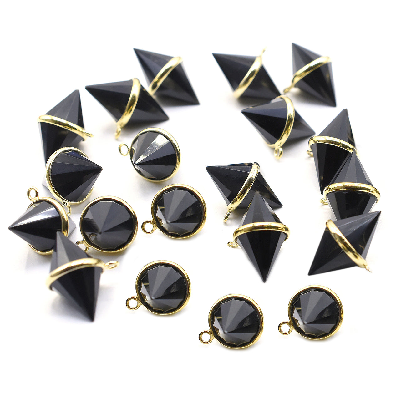 onyx cone pendant gold silver bezel modern jewelry