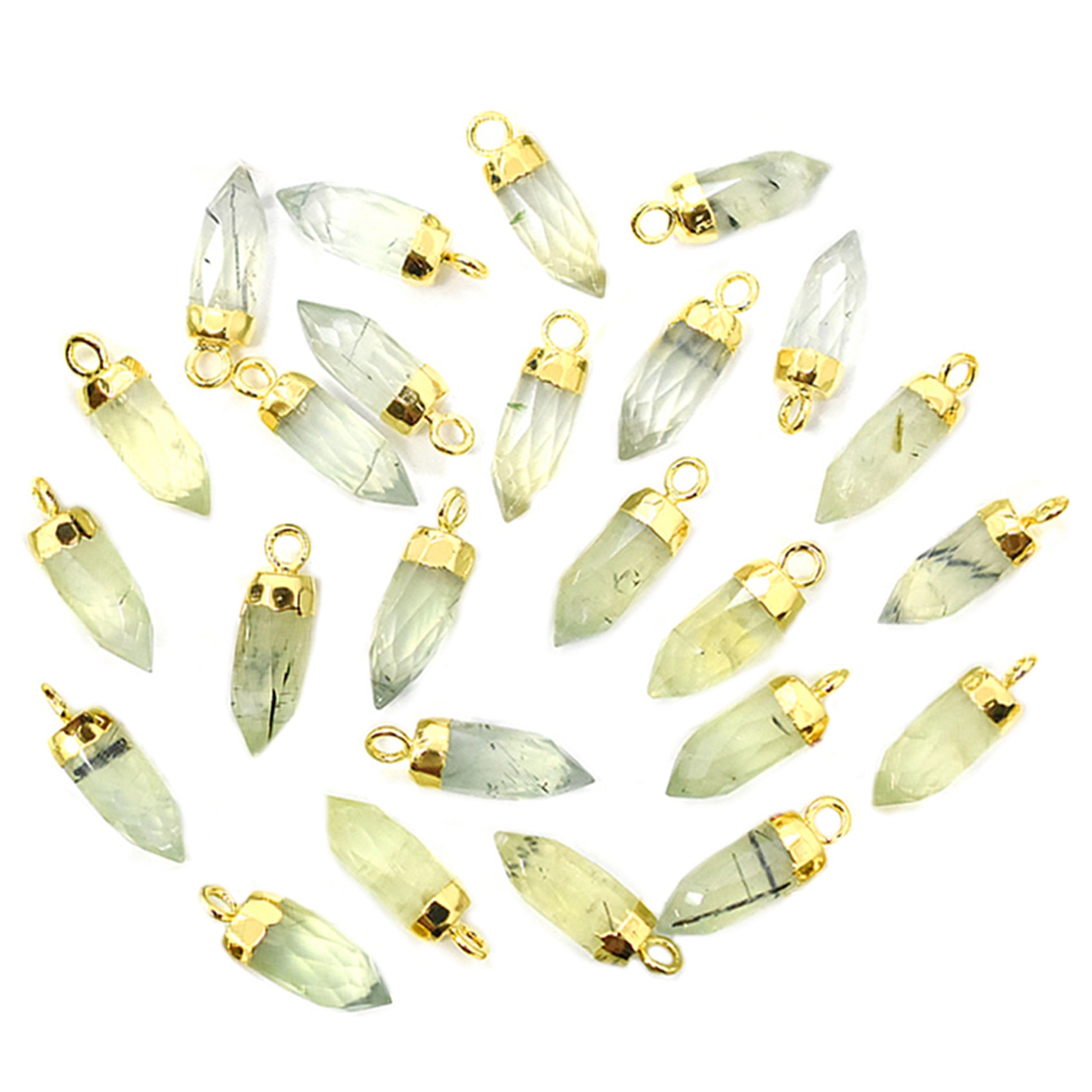 prehnite stone bullet pendant for jewelry making