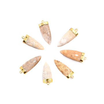 silver bezel gold plated fossil coral pendant
