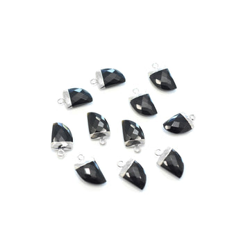 silver plated horn pendant with black onyx gemstone