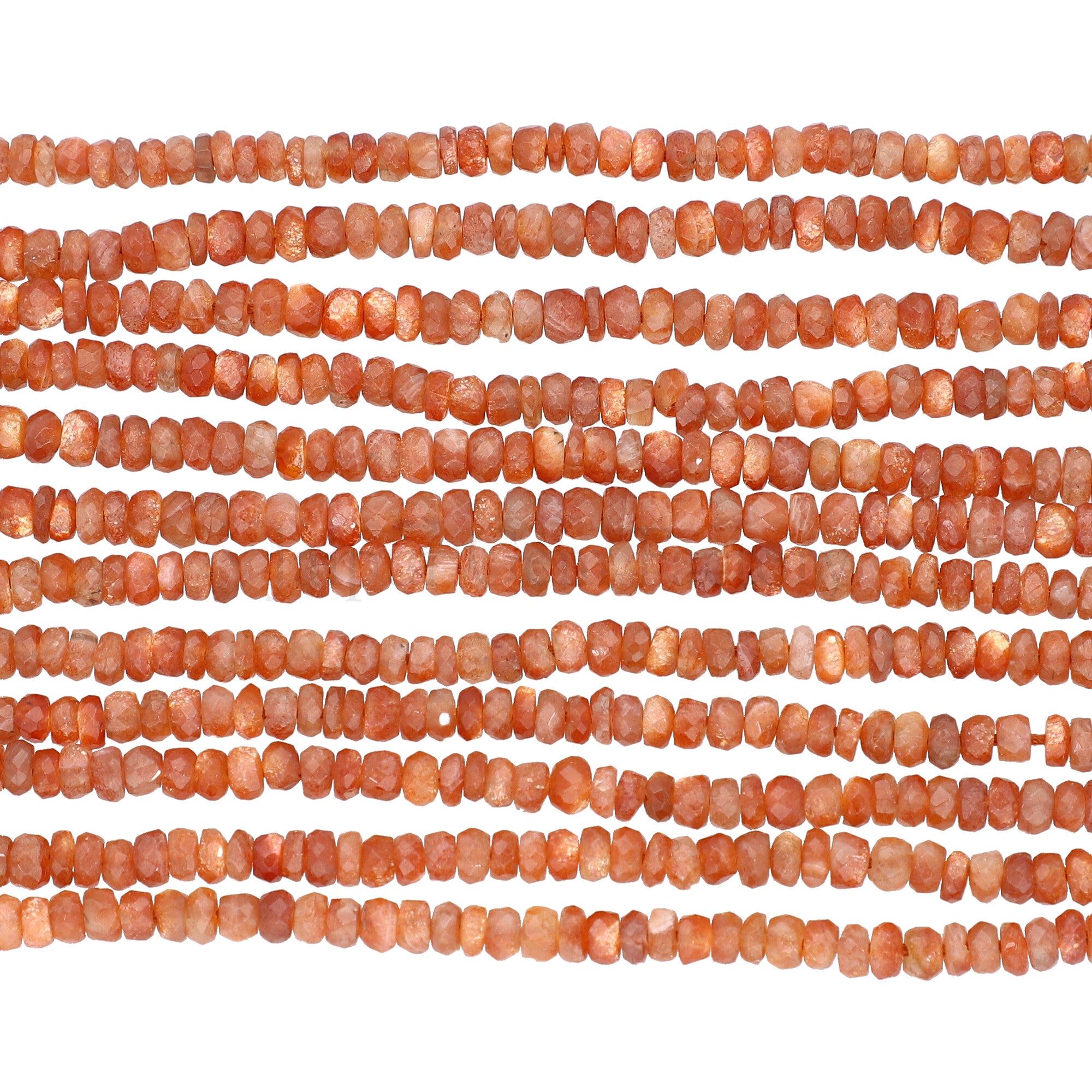 Sunstone Faceted Rondelle Shape Beads