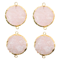 Quartz gemstone solar connector with natural stalactite patterns for jewelry making