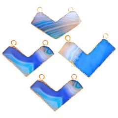 Natural banded agate connector with brown striping patterns