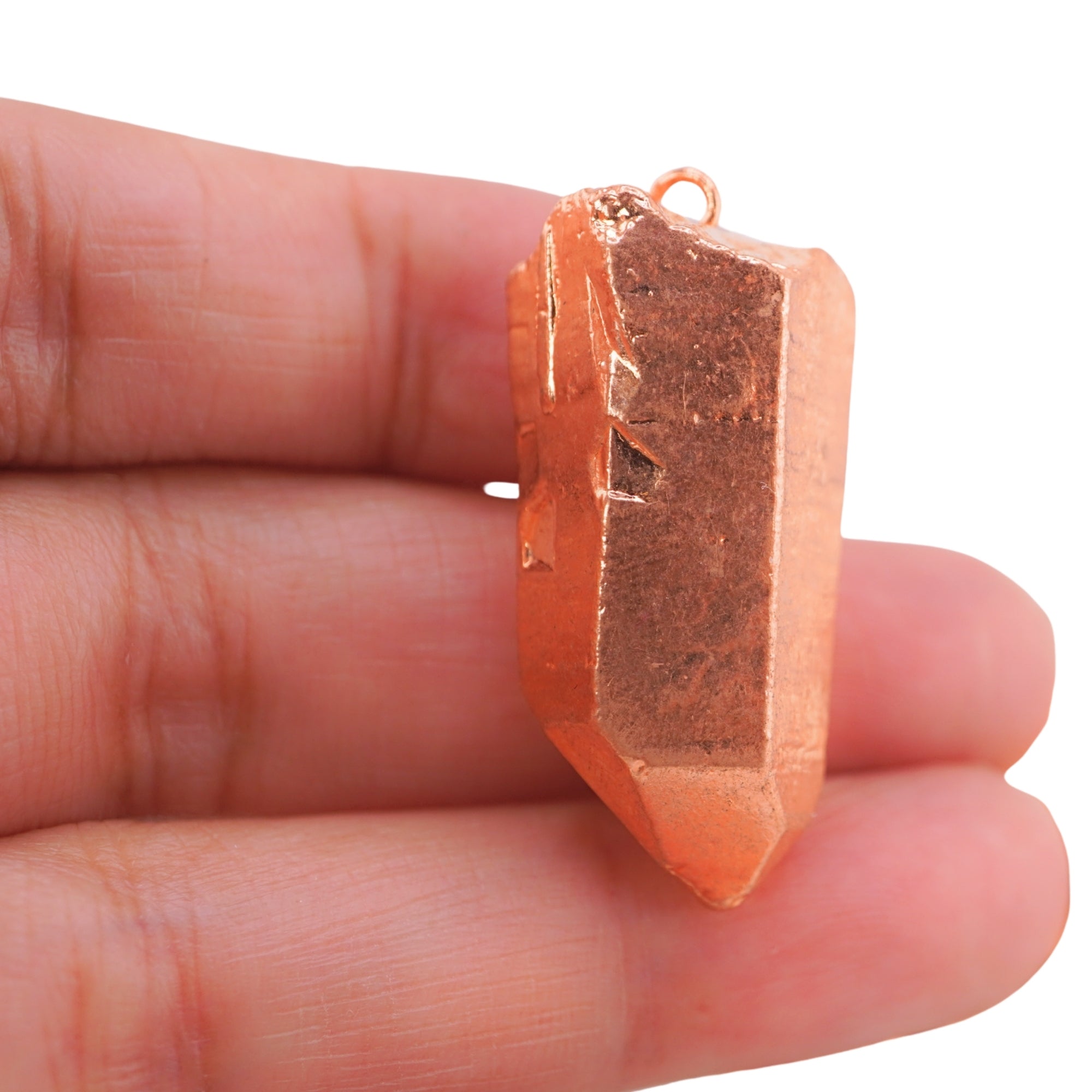Pyrite Smooth Bullet Shape Gemstone Rose Gold Electroplated Charm Pendant