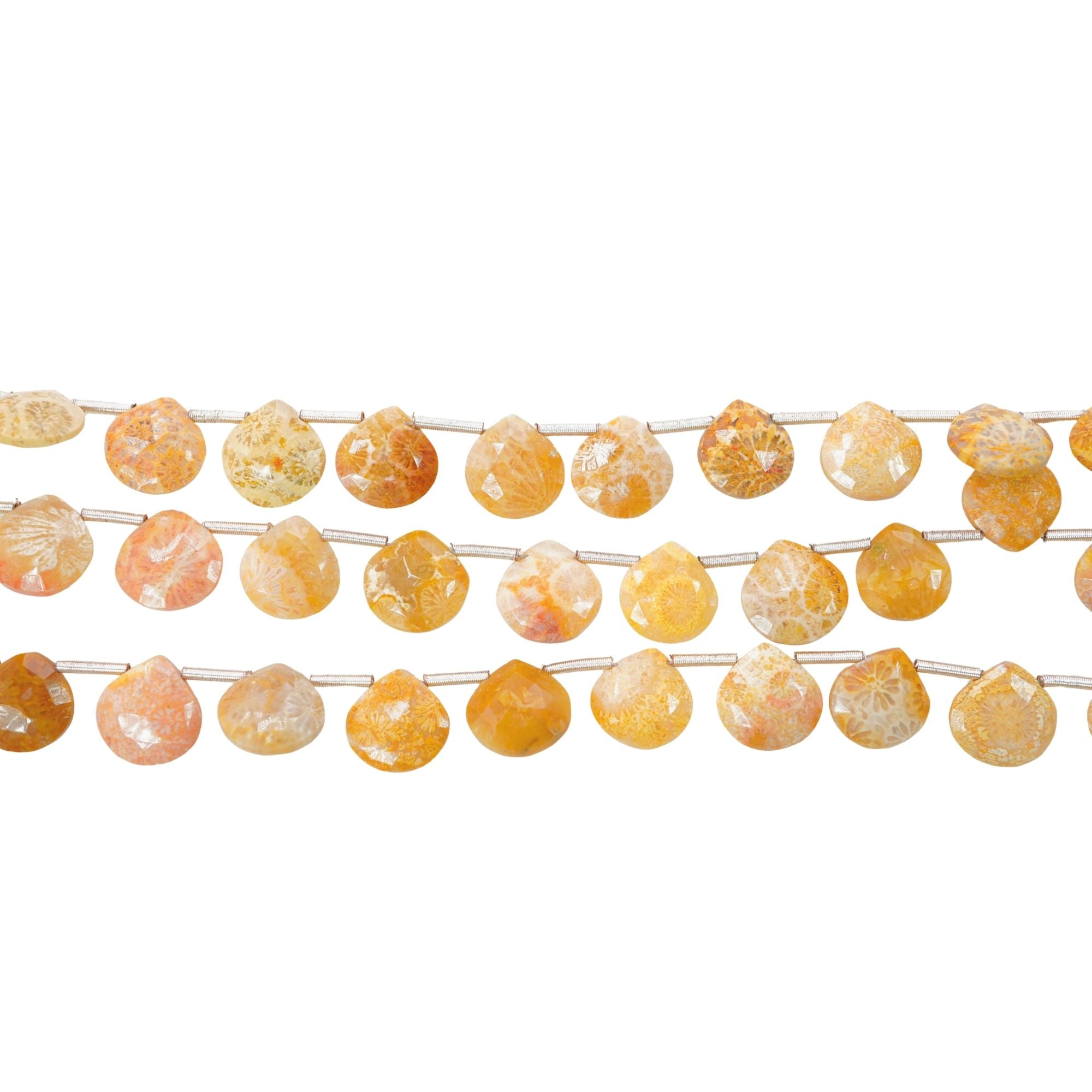 Flower Jasper Faceted Heart Shape Gemstone Strand Beads