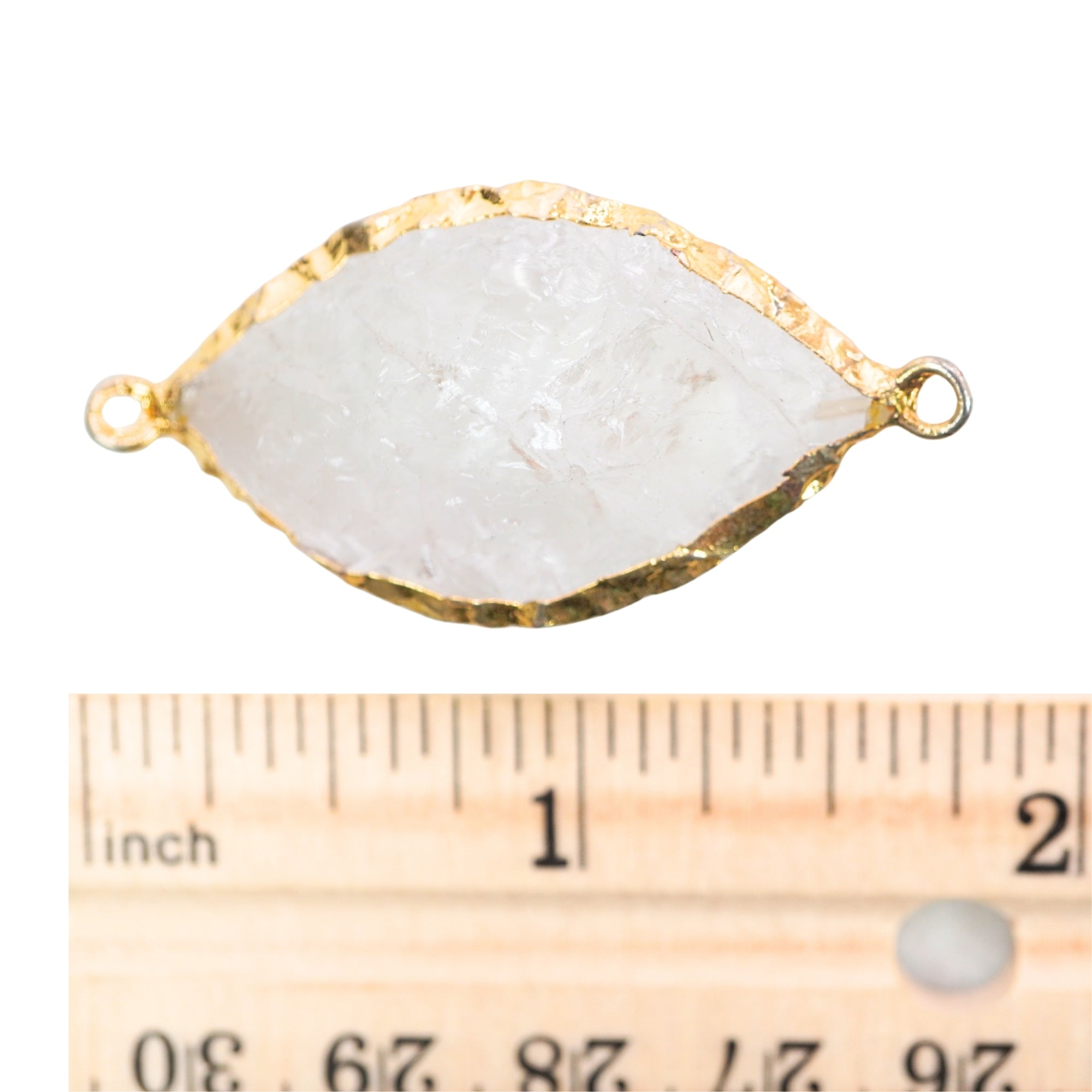 Crystal Quartz Marquise Shape Gemstone Gold Electroplated Charm Connector