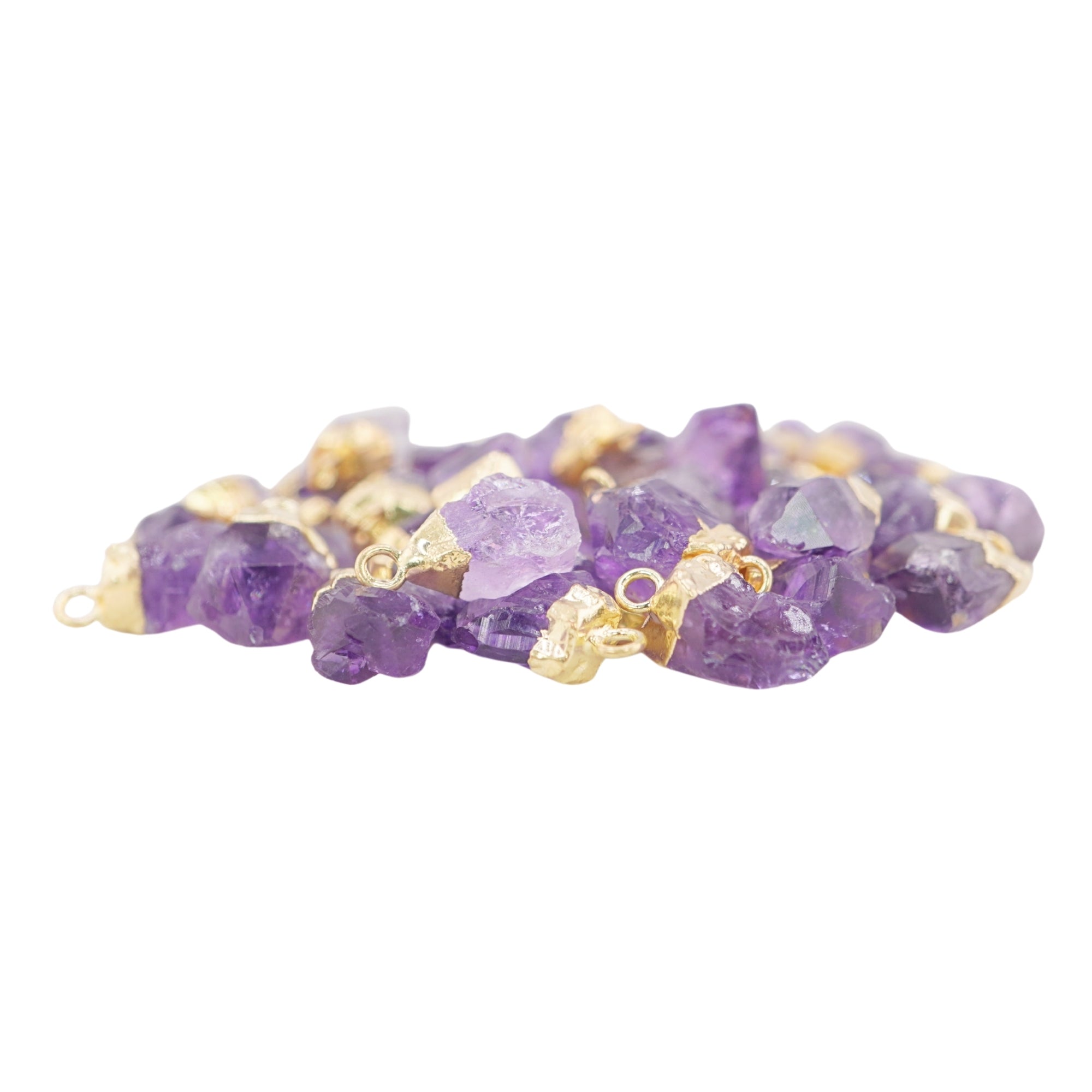 Amethyst Rough Shape Gold Electroplated Pendant
