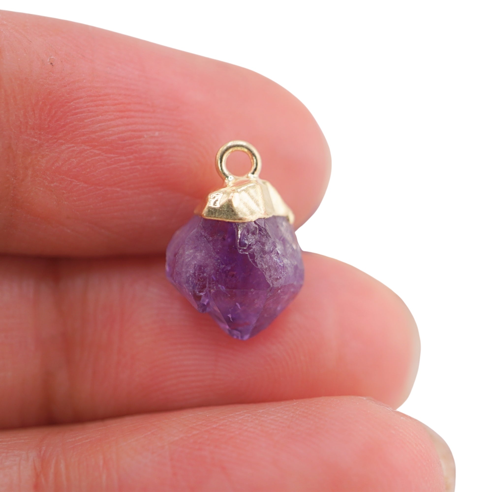 Amethyst Rough Shape Gold Electroplated Pendant