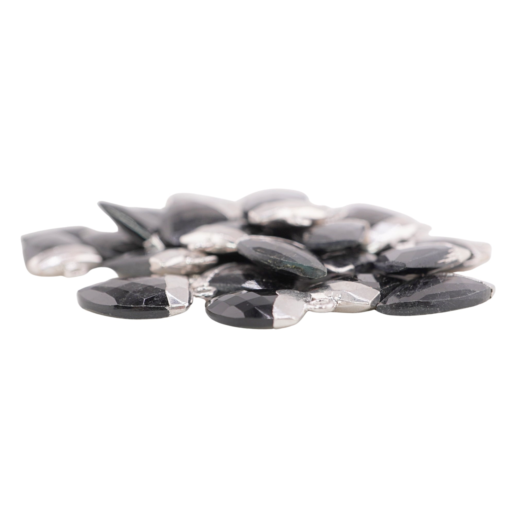 Hypersthene Faceted Horn Shape Gemstone Rhodium Electroplated Charm Pendant