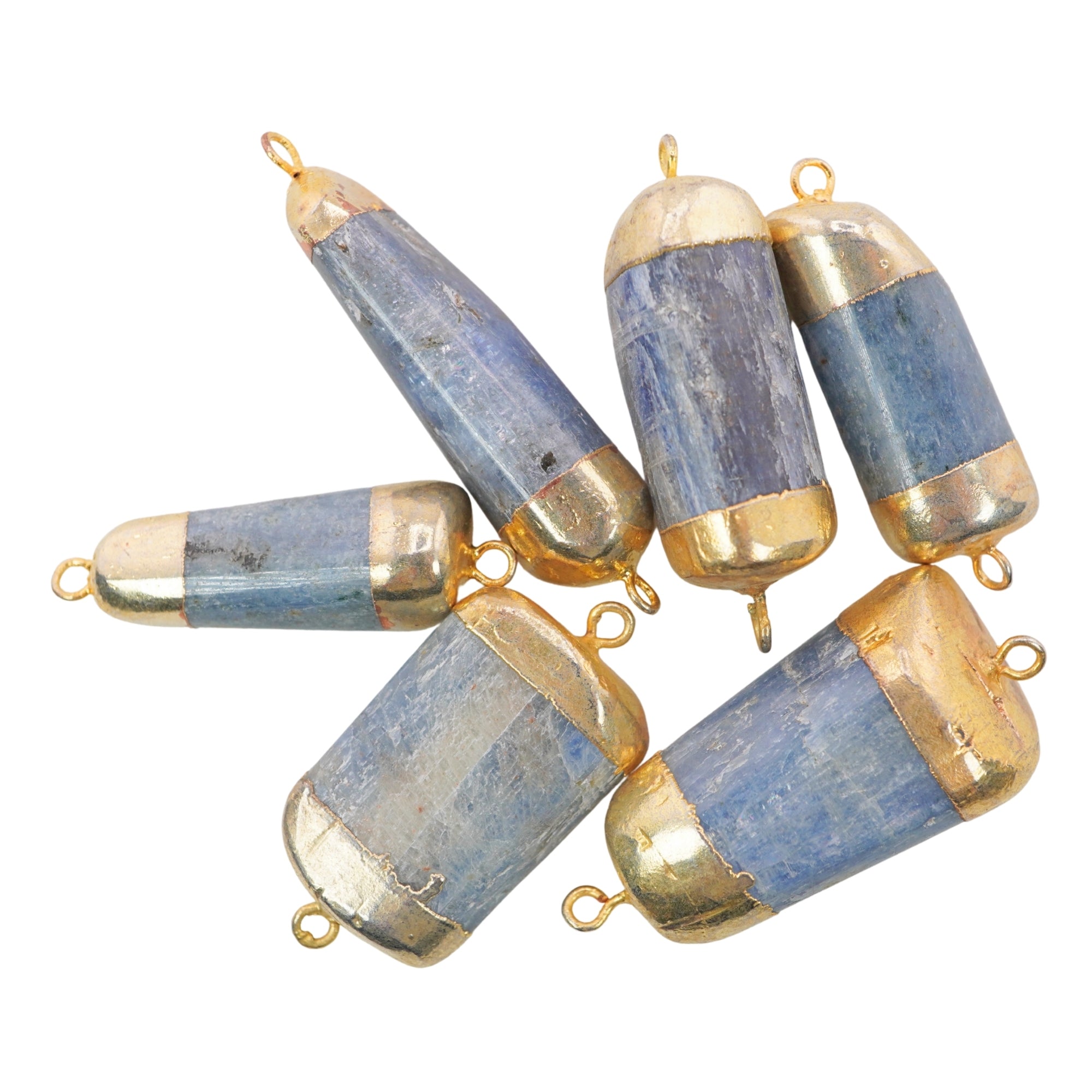 Kyanite Small Wands Gemstone Gold Electroplated Charm Connector
