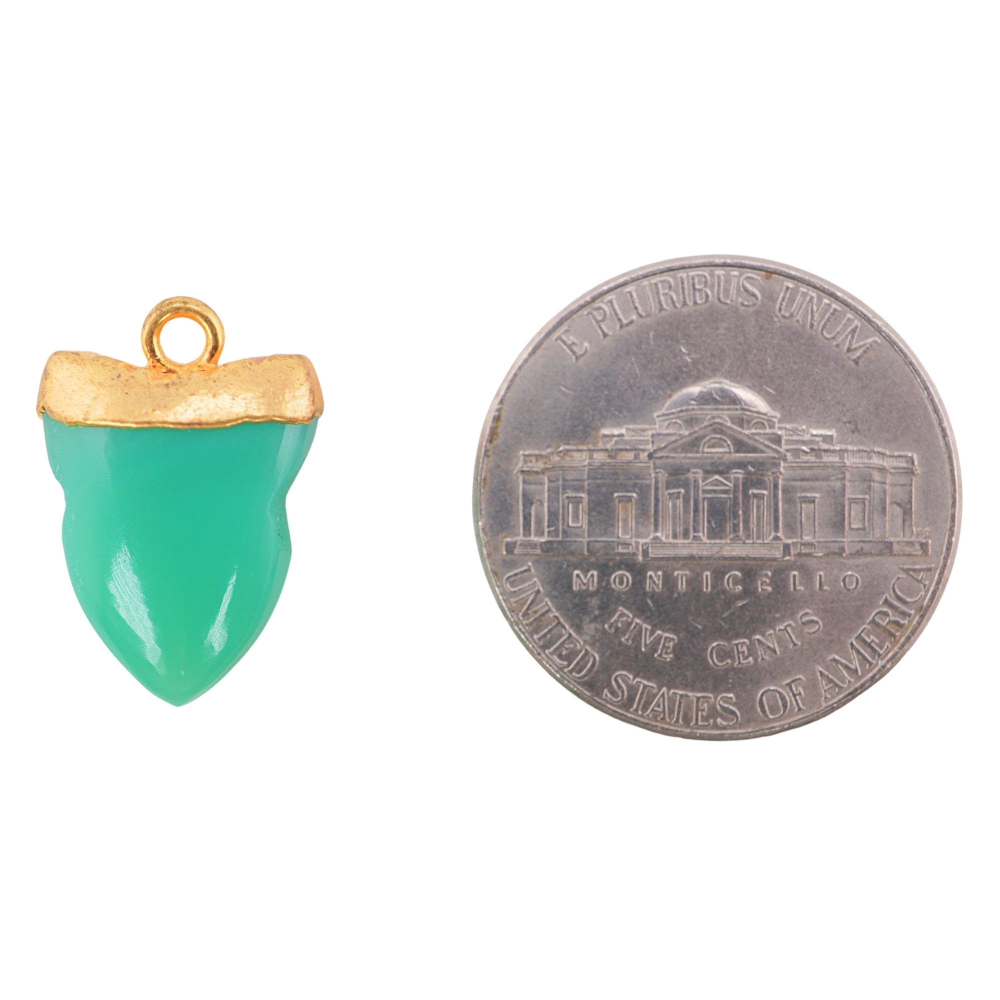 Chrysoprase Chalcedony Shark Tooth Shape Gold Electroplated Pendant Charm Jewelry Making Supply