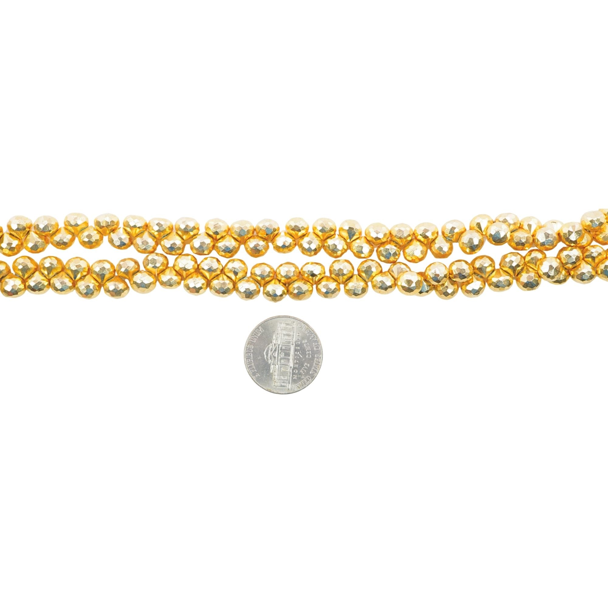 Golden Pyrite Faceted Teardrops Shape Gemstone Strand Beads