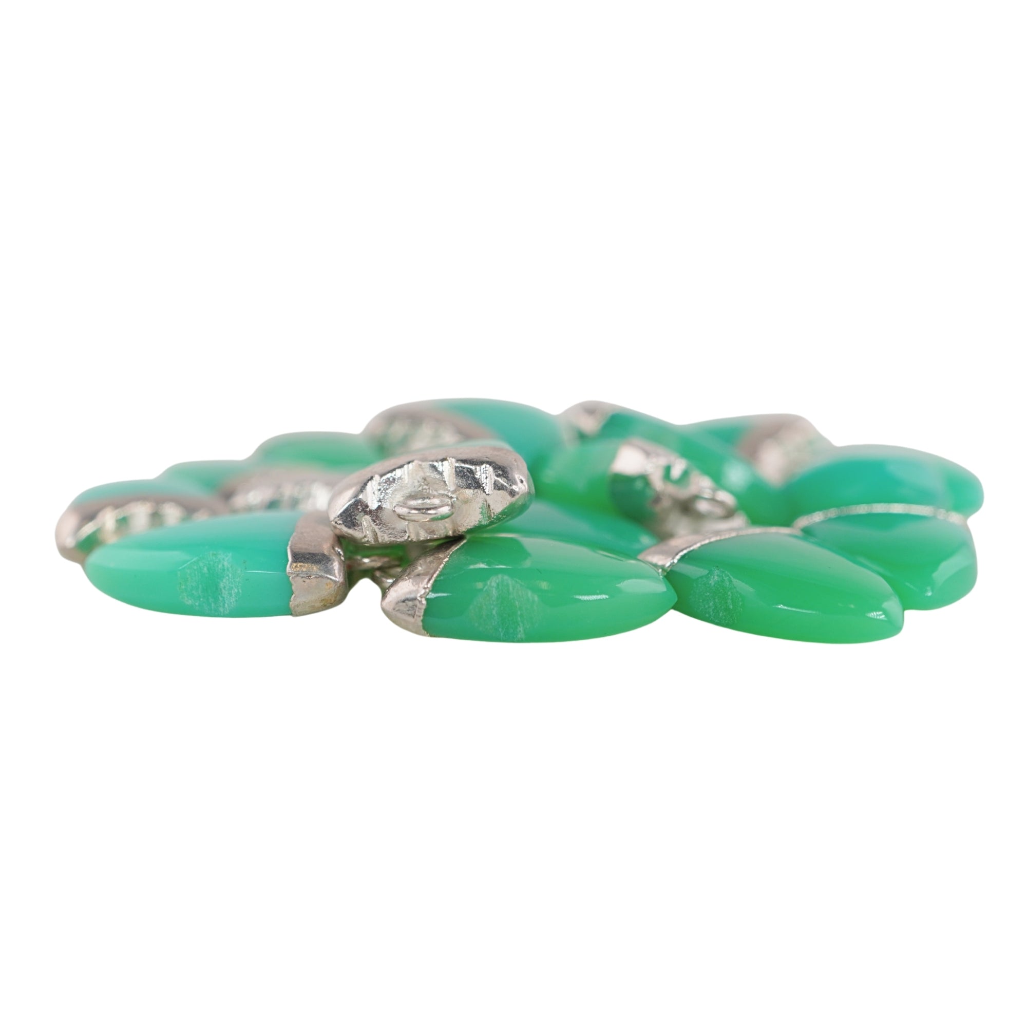 Chrysoprase Chalcedony Shark Tooth Shape Silver Electroplated Pendant Charm