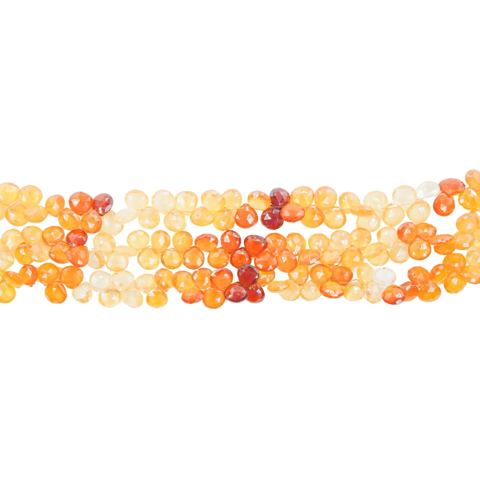Hessonite Garnet Faceted Heart Shape Gemstone Strand Beads