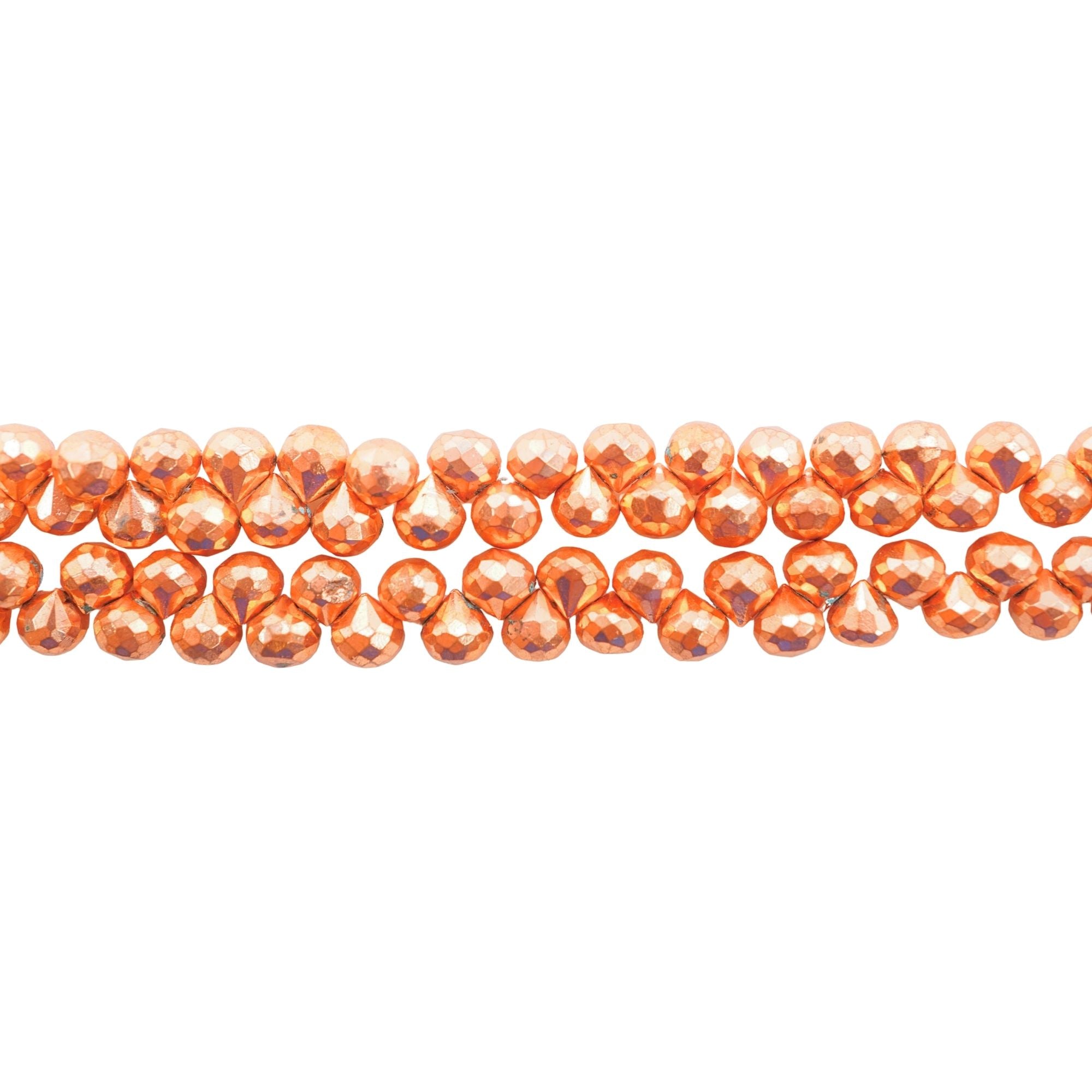 Copper Coated Pyrite 5 - 6 MM Faceted Teardrops Shape Gemstone Strand Beads