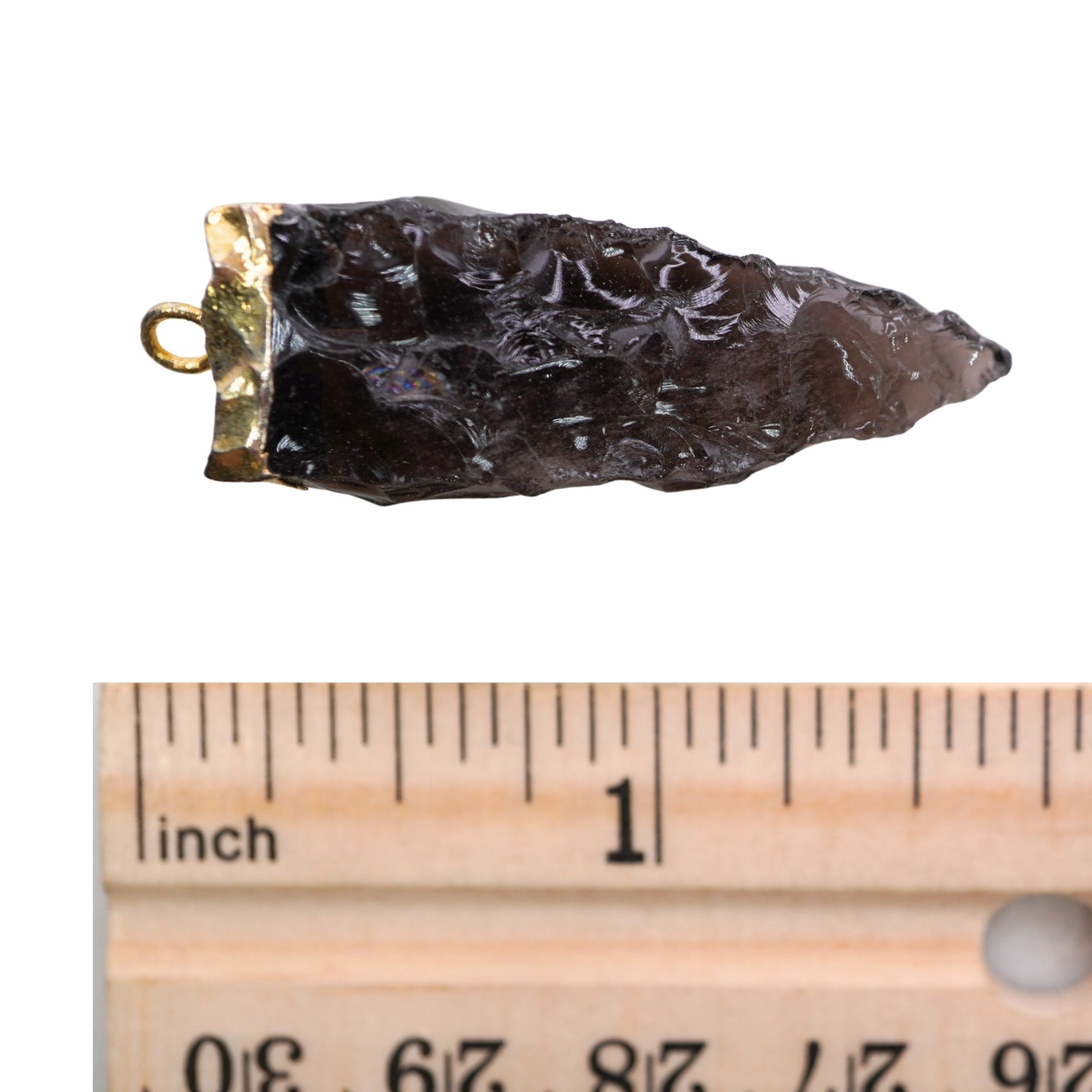 Black Obsidian Tooth Shape Gemstone Gold Electroplated Charm Pendant