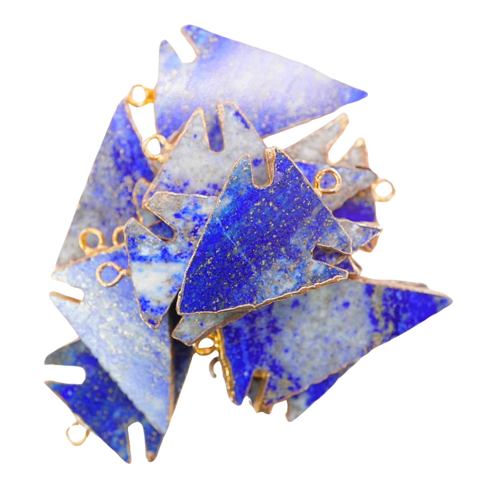 Lapis Lazuli Arrowhead Shape Gemstone Gold Electroplated Charm Pendant