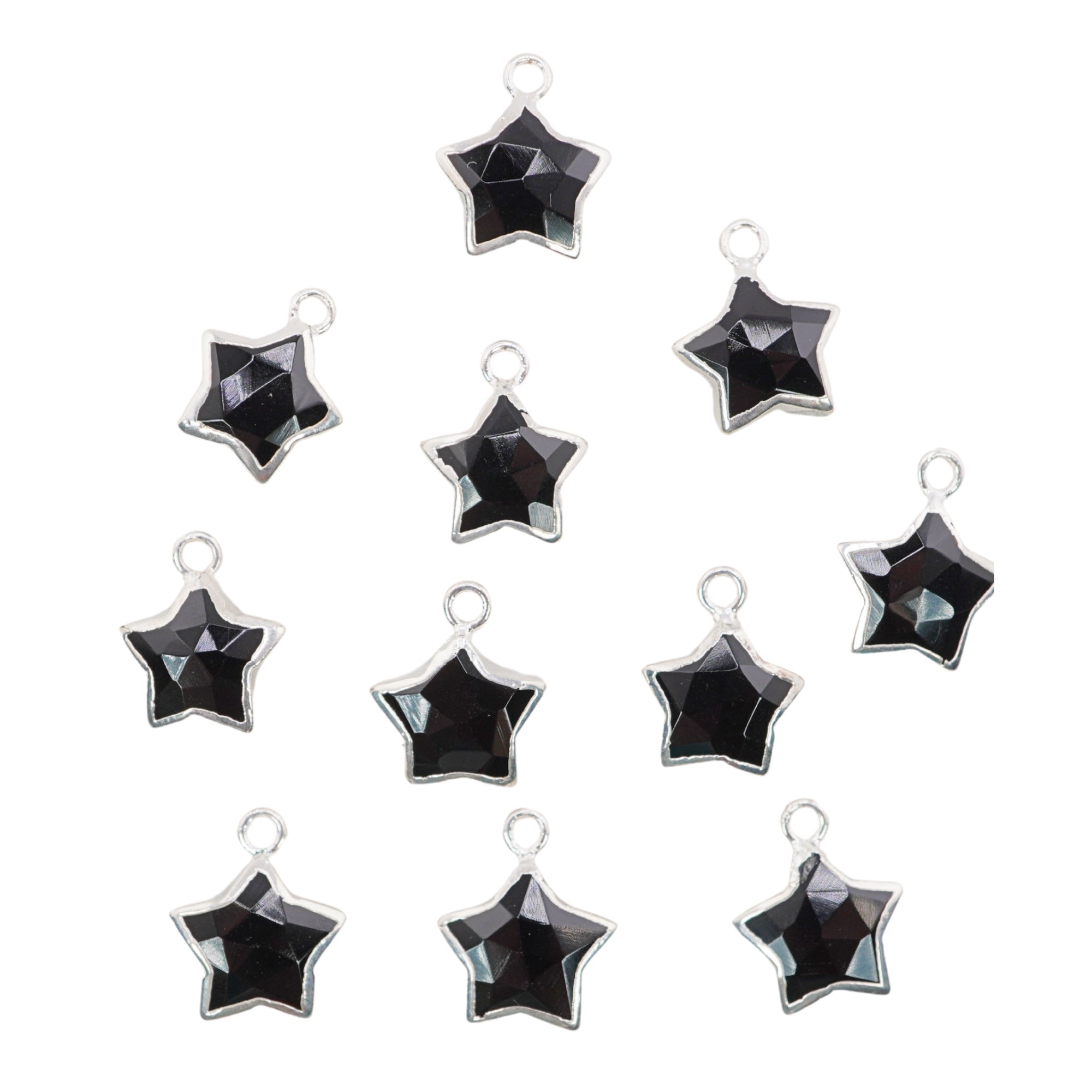 Black Onyx Star Shape Silver Electroplated Pendant