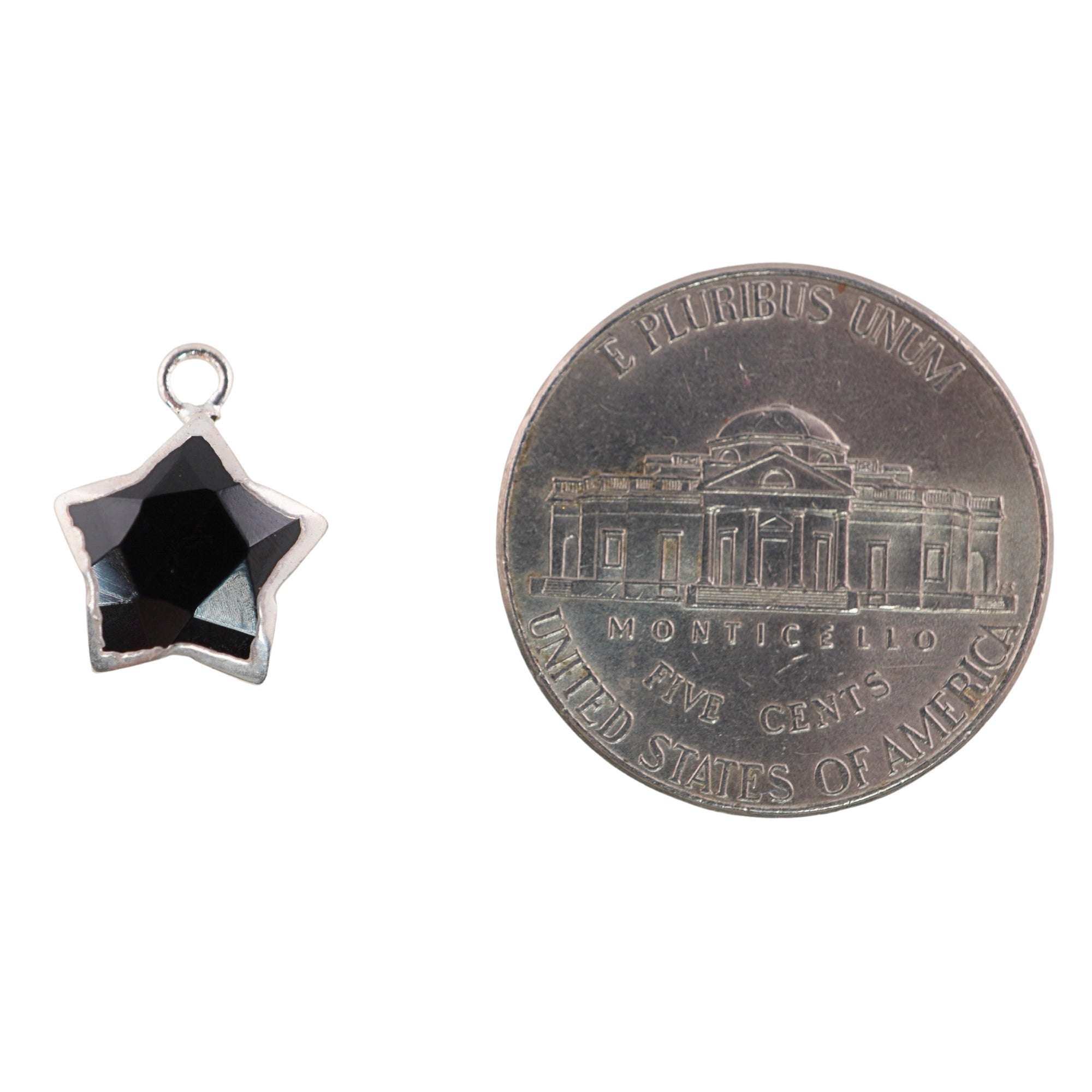 Black Onyx Star Shape Silver Electroplated Pendant