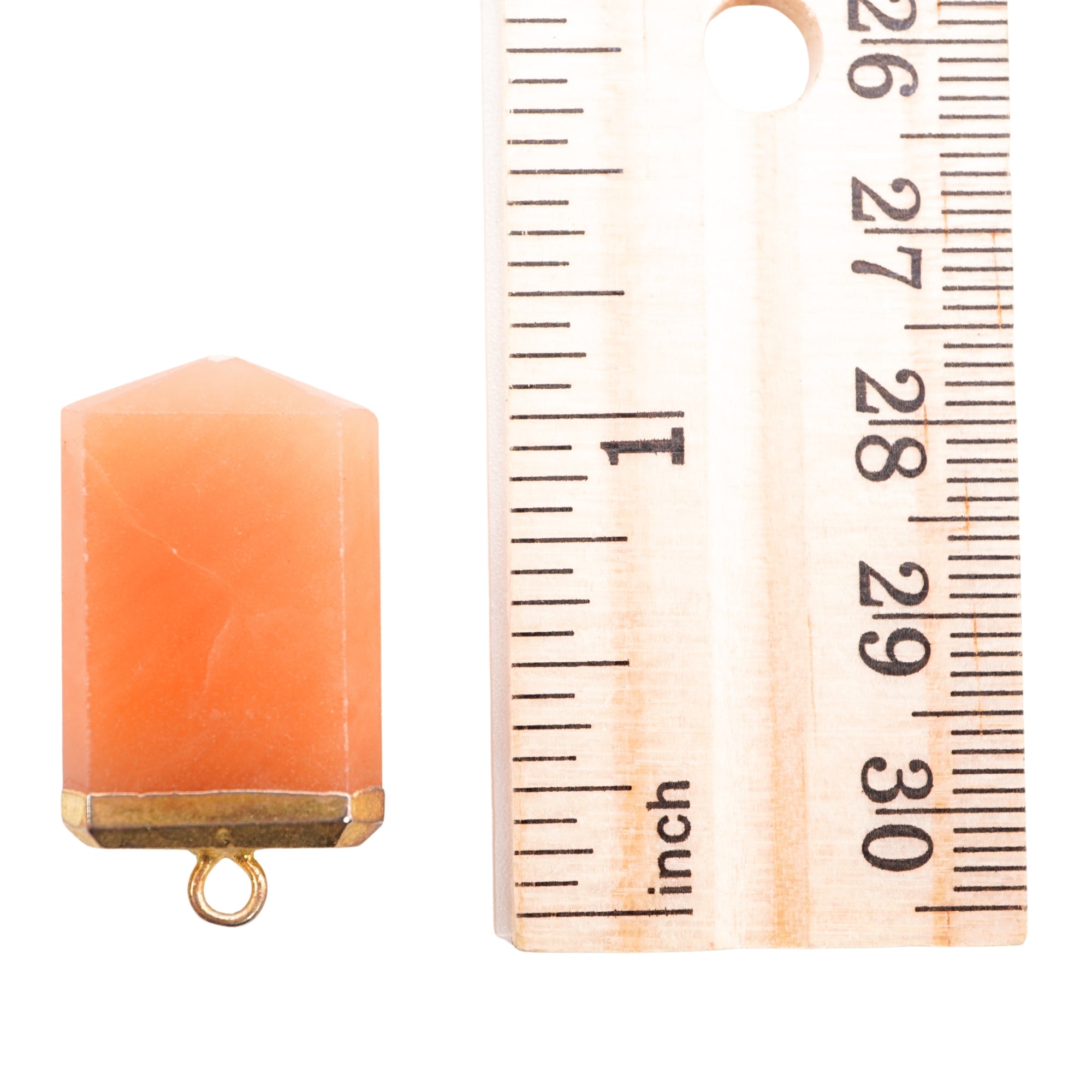 Red Aventurine Faceted Flat Point Pencil Gemstone Gold Electroplated Charm Pendant 