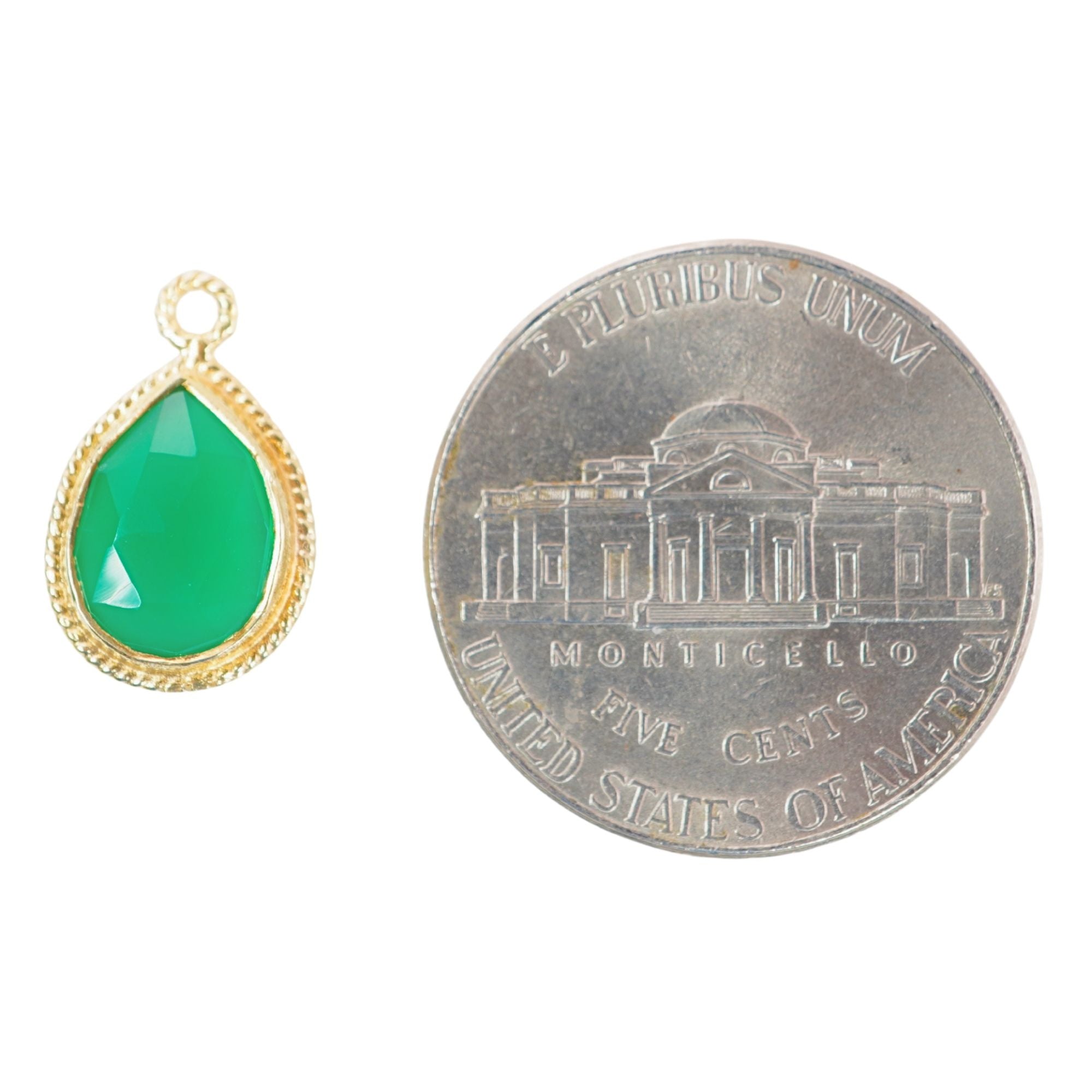 Green Onyx Pear Shape Gemstone Gold Plated Single Bail Bezel Charm Pendant