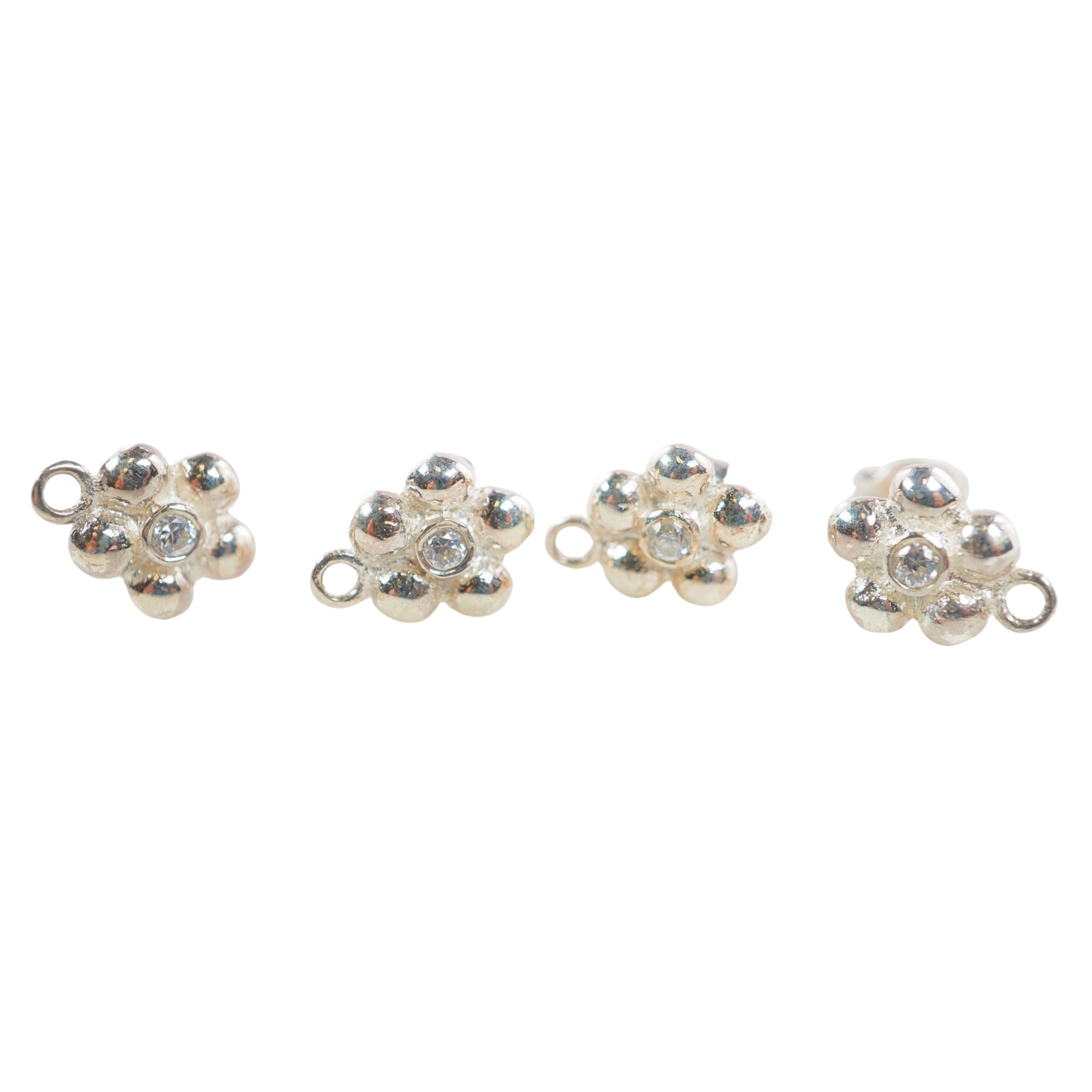 925 Sterling Silver CZ Post Earring Findings with a Loop