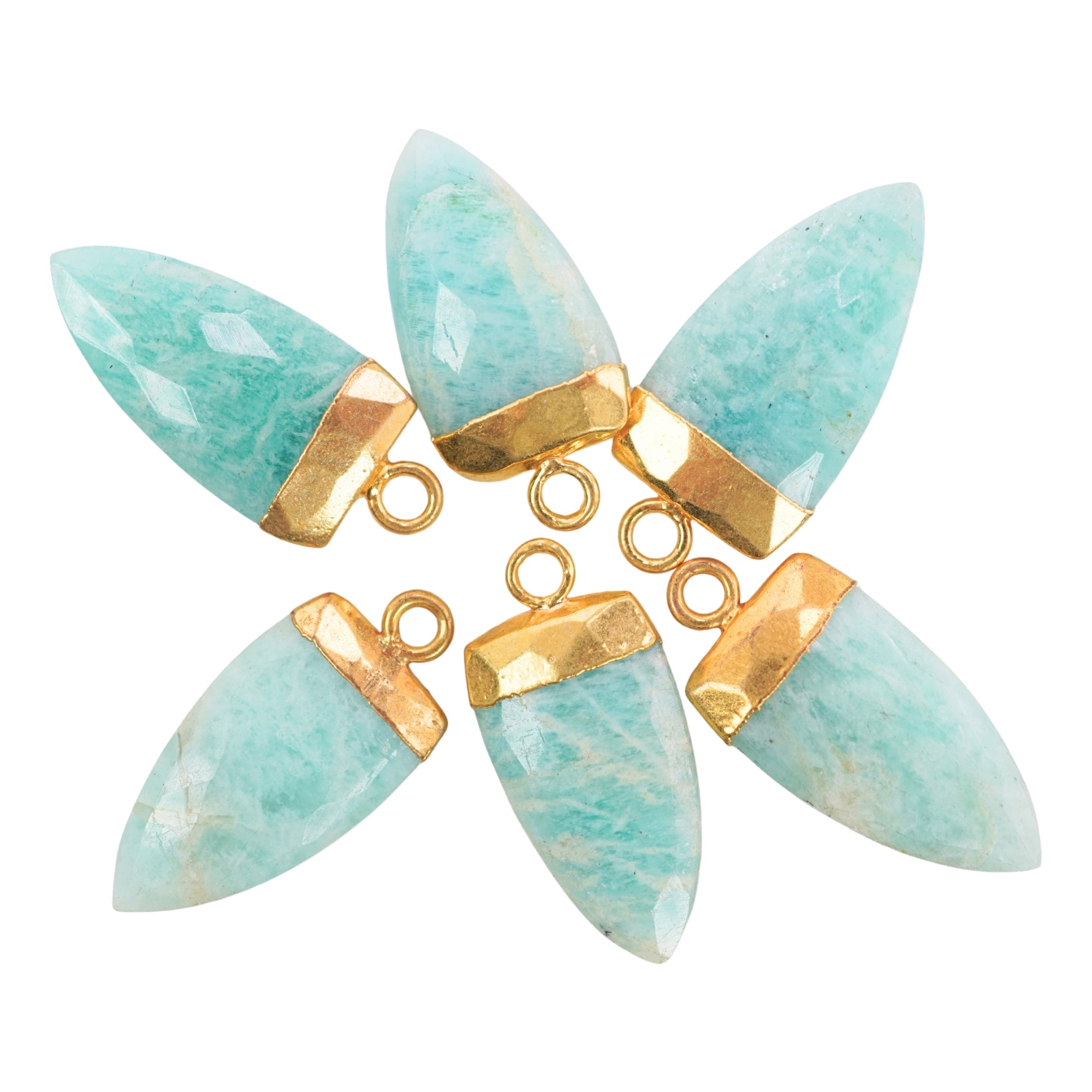 Electroplated Amazonite Pendant Arrow Shape
