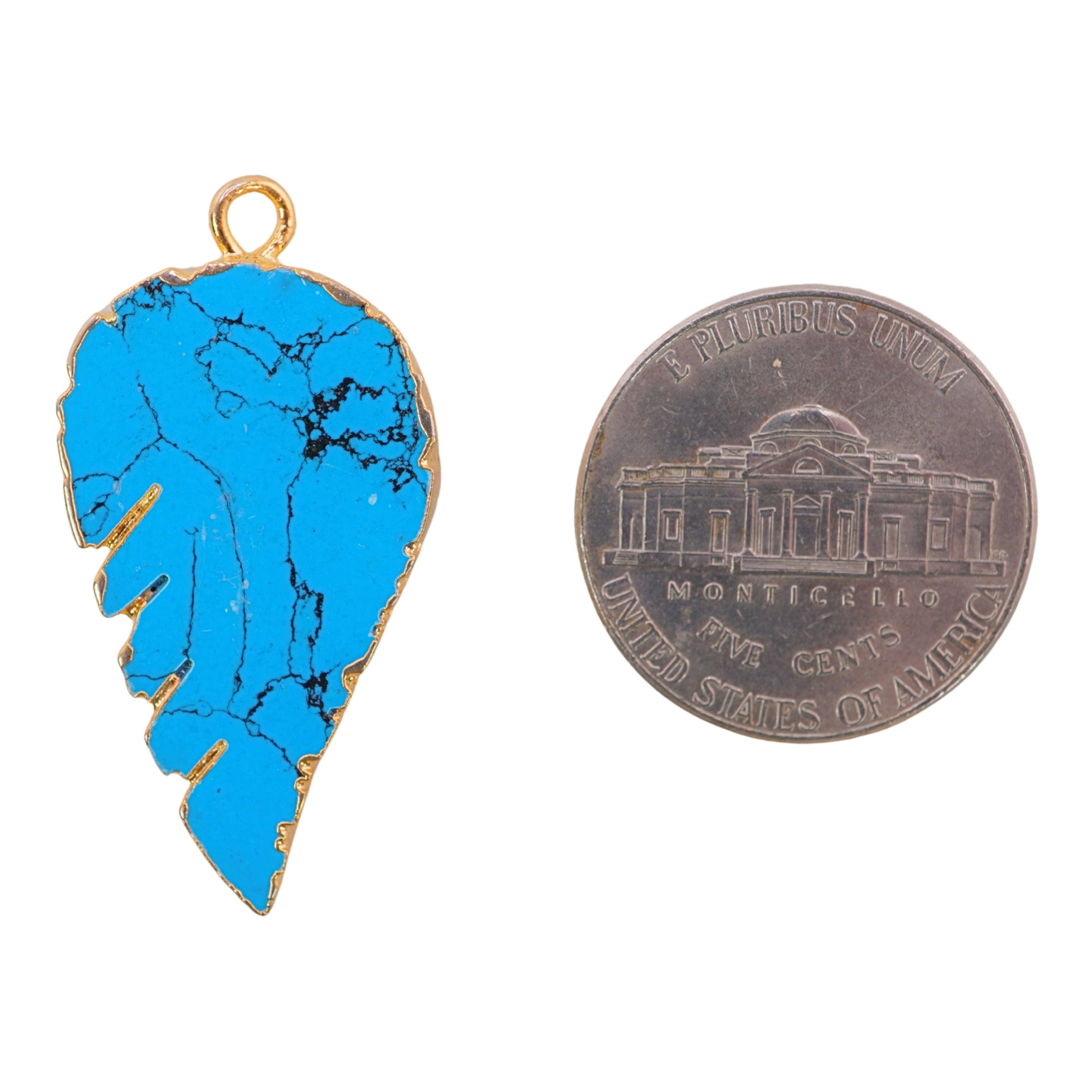 Turquoise With Matrix Angel Wing Gemstone Gold Electroplated Charm Pendant For Jewelry Making