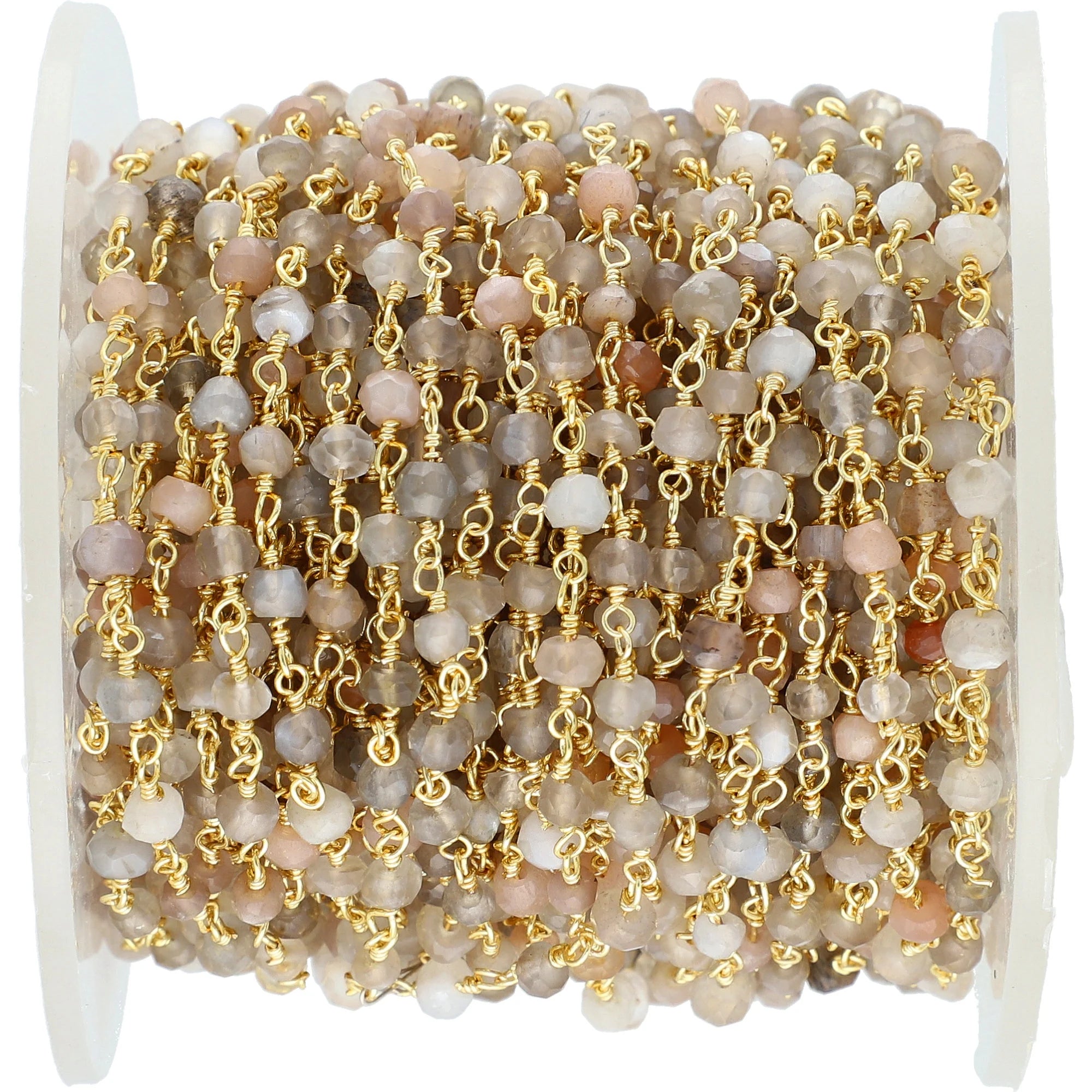 3.5mm moonstone beads gold wire chain

