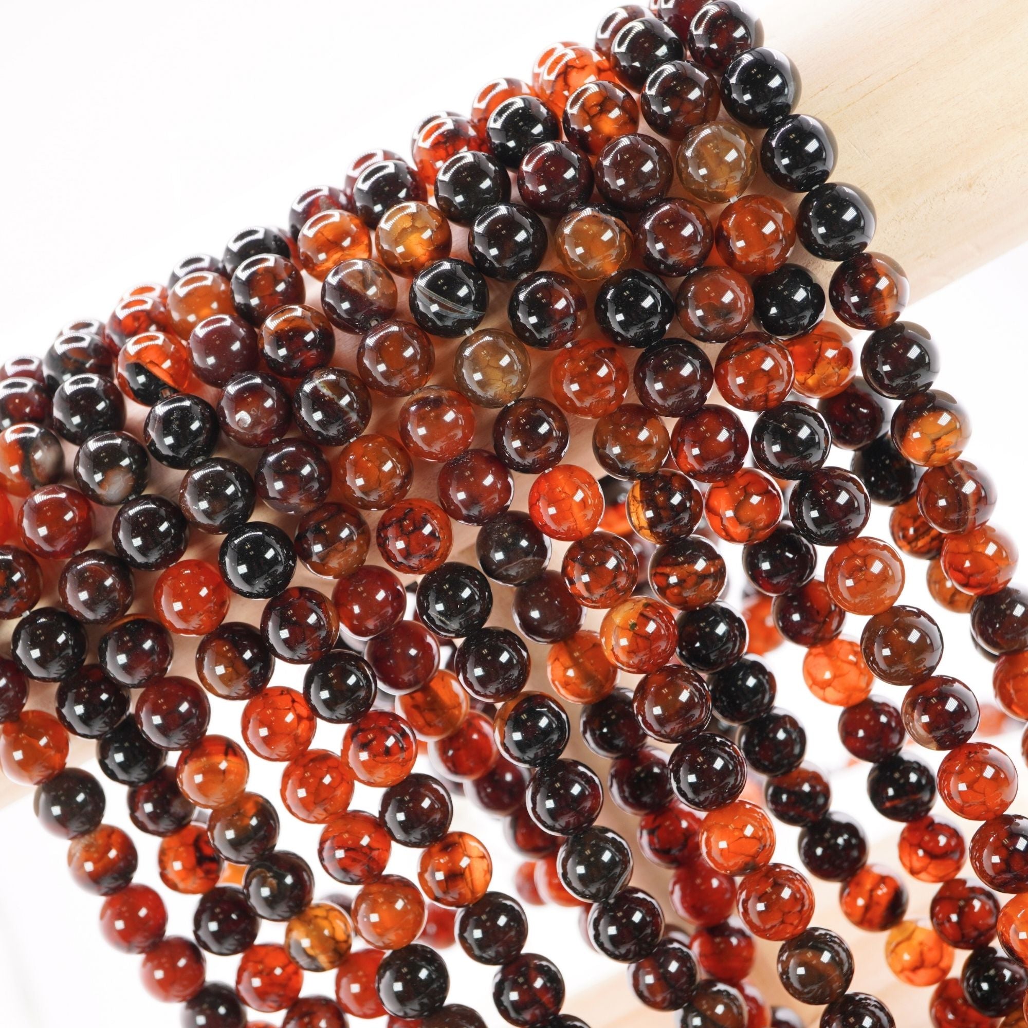 Cracked Agate Smooth Round Beads 15 Inches Strand