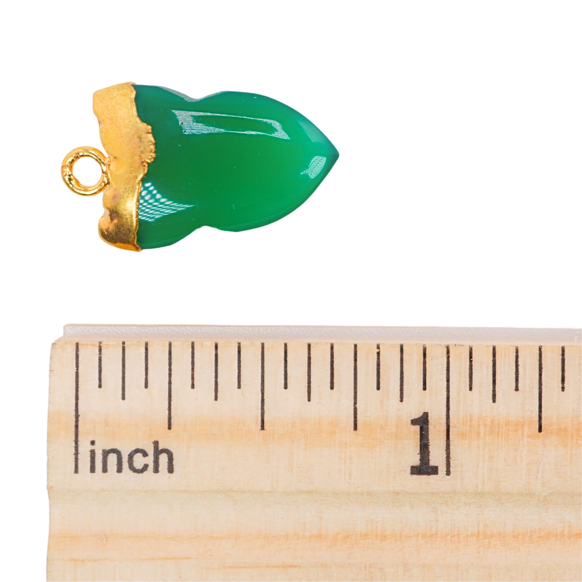 Green Onyx Shark Tooth Shape Gemstone Gold Electroplated Charm Pendant