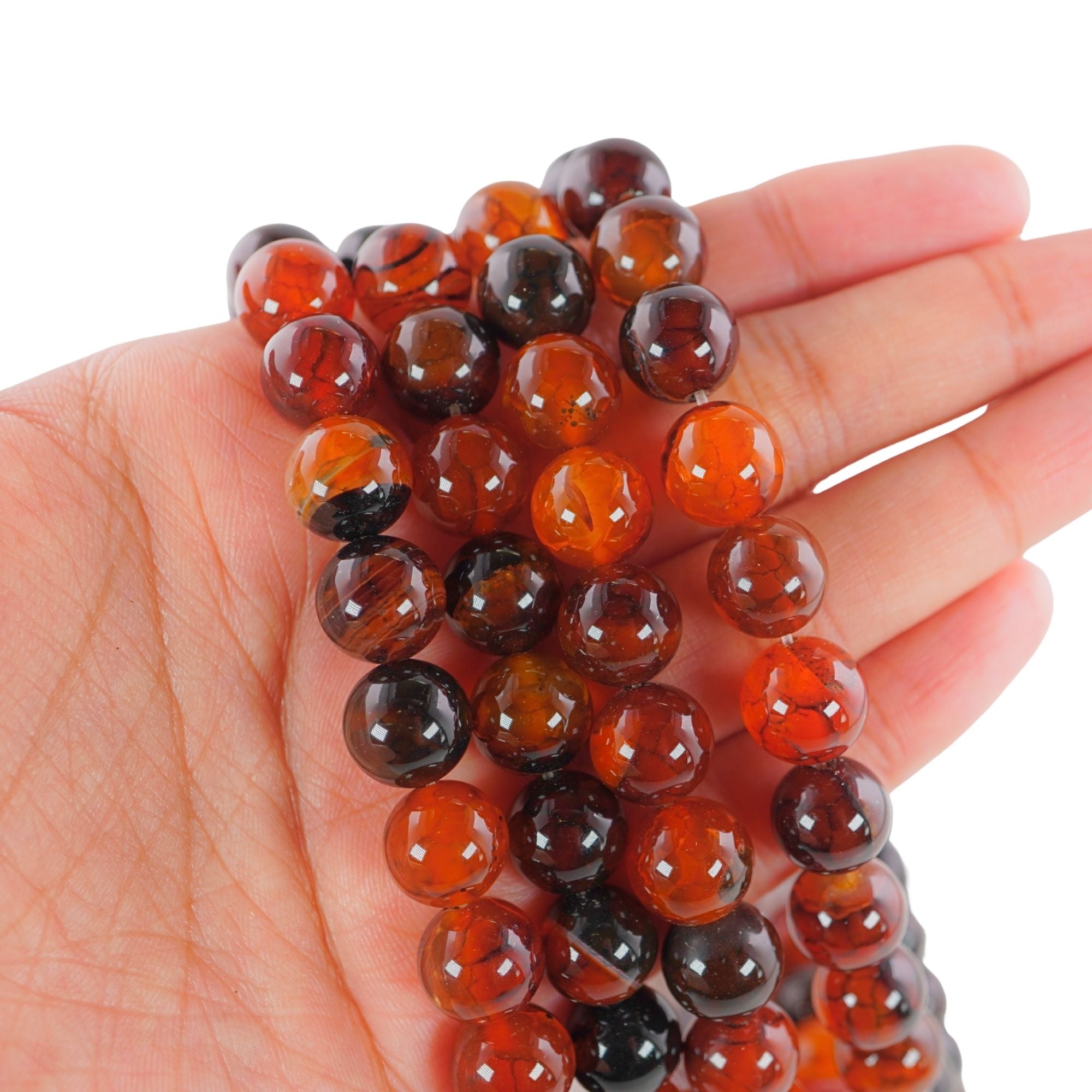 Cracked Agate Smooth Round Beads 15 Inches Strand