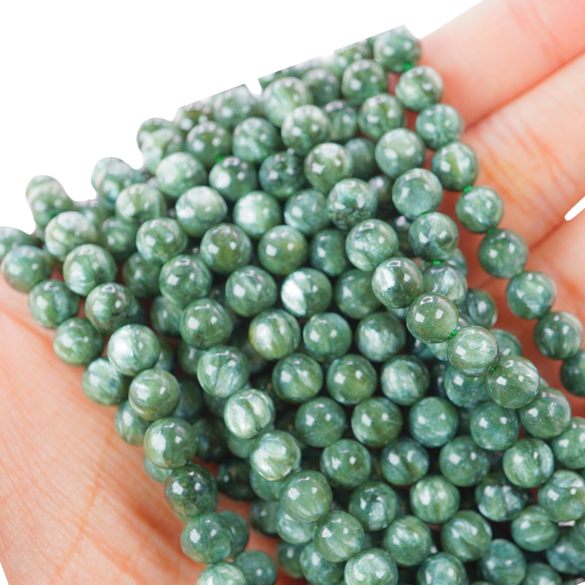 Seraphinite Smooth Round Beads 15 Inches Strand