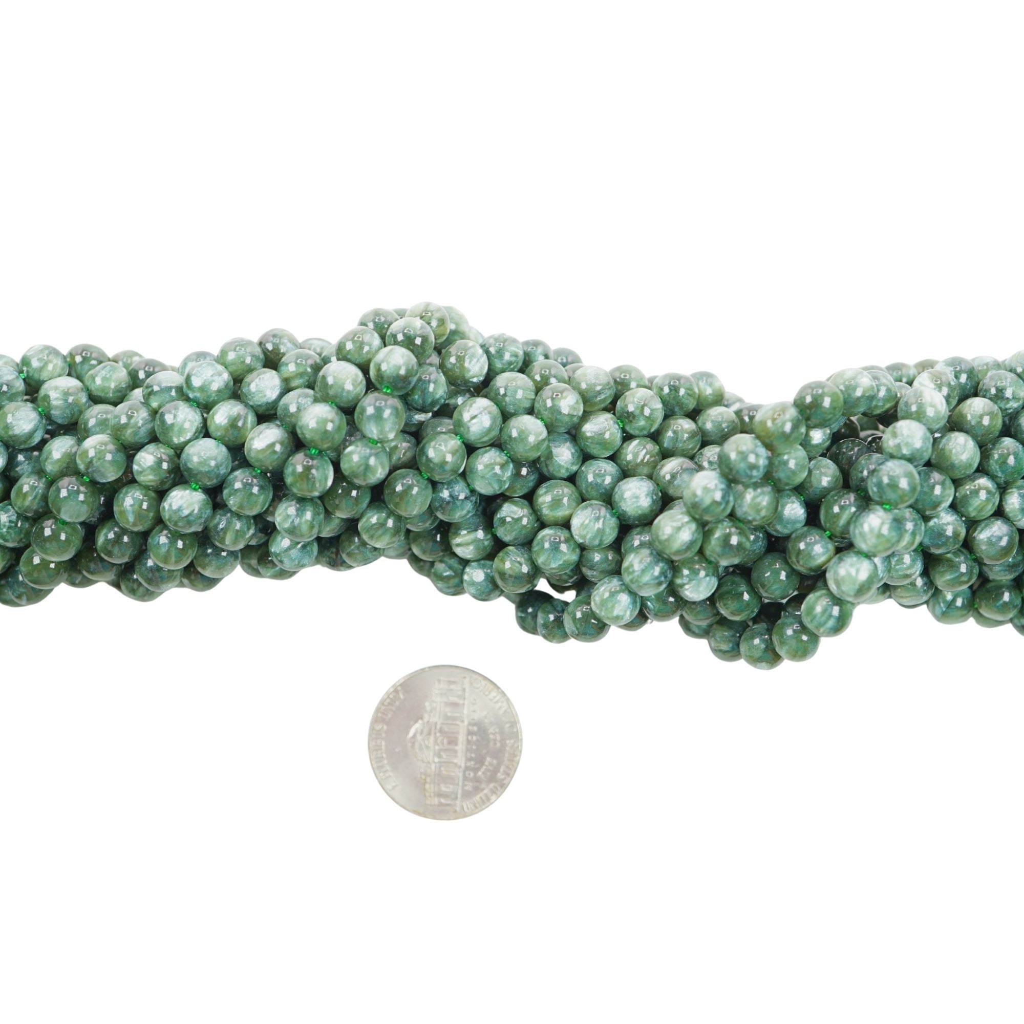 Seraphinite Smooth Round Beads 15 Inches Strand
